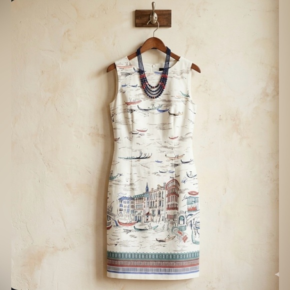 Leslie Fay Dresses & Skirts - NEW Leslie Fay Venice Gondula Boat White Sleeveless Knee Length Shift Dress 14